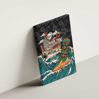 Personalized Japanese Koi Fish Ramen Canvas Wall Art Tiki Surfing Wagara Hibiscus Pattern - Wonder Print Shop