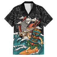 Personalized Japanese Koi Fish Ramen Family Matching Mermaid Dress and Hawaiian Shirt Tiki Surfing Wagara Hibiscus Pattern