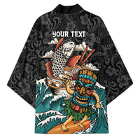 Personalized Japanese Koi Fish Ramen Kimono Tiki Surfing Wagara Hibiscus Pattern - Wonder Print Shop