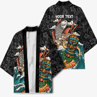 Personalized Japanese Koi Fish Ramen Kimono Tiki Surfing Wagara Hibiscus Pattern - Wonder Print Shop