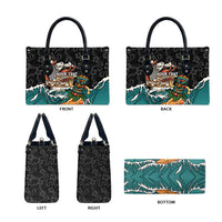 Personalized Japanese Koi Fish Ramen Leather Bag Tiki Surfing Wagara Hibiscus Pattern - Wonder Print Shop