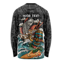 Personalized Japanese Koi Fish Ramen Long Sleeve Shirt Tiki Surfing Wagara Hibiscus Pattern - Wonder Print Shop