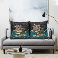 Personalized Japanese Koi Fish Ramen Pillow Cover Tiki Surfing Wagara Hibiscus Pattern - Wonder Print Shop