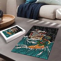 Personalized Japanese Koi Fish Ramen Puzzle Tiki Surfing Wagara Hibiscus Pattern - Wonder Print Shop