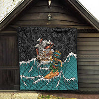 Personalized Japanese Koi Fish Ramen Quilt Tiki Surfing Wagara Hibiscus Pattern - Wonder Print Shop