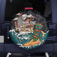 Personalized Japanese Koi Fish Ramen Spare Tire Cover Tiki Surfing Wagara Hibiscus Pattern - Wonder Print Shop