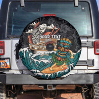 Personalized Japanese Koi Fish Ramen Spare Tire Cover Tiki Surfing Wagara Hibiscus Pattern - Wonder Print Shop