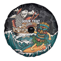 Personalized Japanese Koi Fish Ramen Spare Tire Cover Tiki Surfing Wagara Hibiscus Pattern - Wonder Print Shop
