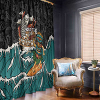 Personalized Japanese Koi Fish Ramen Window Curtain Tiki Surfing Wagara Hibiscus Pattern - Wonder Print Shop