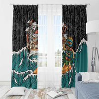 Personalized Japanese Koi Fish Ramen Window Curtain Tiki Surfing Wagara Hibiscus Pattern - Wonder Print Shop