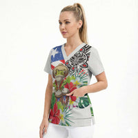 Coqui Frog Puerto Rico Scrub Top No No Suelte La Bandera