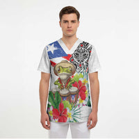 Coqui Frog Puerto Rico Scrub Top No No Suelte La Bandera