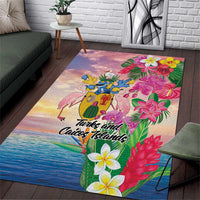 Turks And Caicos Islands Area Rug Flamingos Tropical Beauty Beach