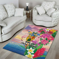 Turks And Caicos Islands Area Rug Flamingos Tropical Beauty Beach