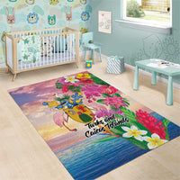 Turks And Caicos Islands Area Rug Flamingos Tropical Beauty Beach
