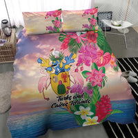 Turks And Caicos Islands Bedding Set Flamingos Tropical Beauty Beach