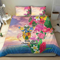 Turks And Caicos Islands Bedding Set Flamingos Tropical Beauty Beach
