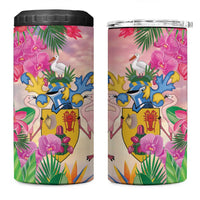 Turks And Caicos Islands 4 in 1 Can Cooler Tumbler Flamingos Tropical Beauty Beach