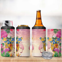 Turks And Caicos Islands 4 in 1 Can Cooler Tumbler Flamingos Tropical Beauty Beach