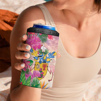 Turks And Caicos Islands 4 in 1 Can Cooler Tumbler Flamingos Tropical Beauty Beach