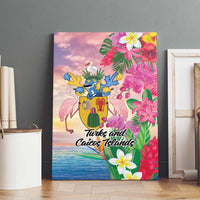 Turks And Caicos Islands Canvas Wall Art Flamingos Tropical Beauty Beach