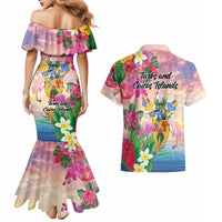 Turks And Caicos Islands Couples Matching Mermaid Dress and Hawaiian Shirt Flamingos Tropical Beauty Beach