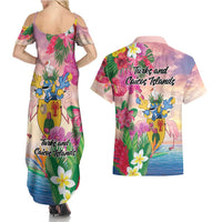 Turks And Caicos Islands Couples Matching Summer Maxi Dress and Hawaiian Shirt Flamingos Tropical Beauty Beach