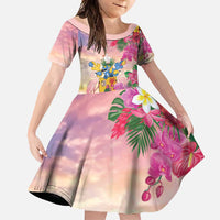 Turks And Caicos Islands Family Matching Long Sleeve Bodycon Dress and Hawaiian Shirt Flamingos Tropical Beauty Beach