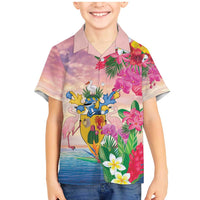 Turks And Caicos Islands Family Matching Mermaid Dress and Hawaiian Shirt Flamingos Tropical Beauty Beach