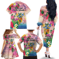 Turks And Caicos Islands Family Matching Off The Shoulder Long Sleeve Dress and Hawaiian Shirt Flamingos Tropical Beauty Beach