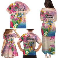 Turks And Caicos Islands Family Matching Puletasi and Hawaiian Shirt Flamingos Tropical Beauty Beach