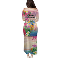 Turks And Caicos Islands Family Matching Puletasi and Hawaiian Shirt Flamingos Tropical Beauty Beach