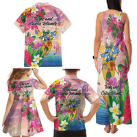Turks And Caicos Islands Family Matching Tank Maxi Dress and Hawaiian Shirt Flamingos Tropical Beauty Beach