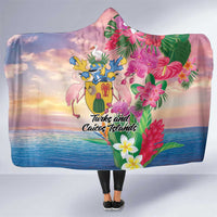 Turks And Caicos Islands Hooded Blanket Flamingos Tropical Beauty Beach