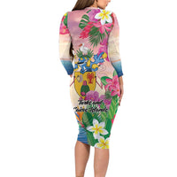 Turks And Caicos Islands Long Sleeve Bodycon Dress Flamingos Tropical Beauty Beach