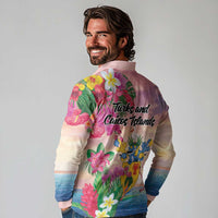 Turks And Caicos Islands Long Sleeve Polo Shirt Flamingos Tropical Beauty Beach