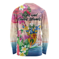 Turks And Caicos Islands Long Sleeve Shirt Flamingos Tropical Beauty Beach