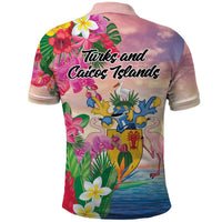 Turks And Caicos Islands Polo Shirt Flamingos Tropical Beauty Beach