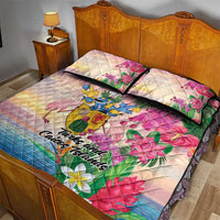 Turks And Caicos Islands Quilt Bed Set Flamingos Tropical Beauty Beach