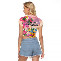 Turks And Caicos Islands Raglan Cropped T Shirt Flamingos Tropical Beauty Beach