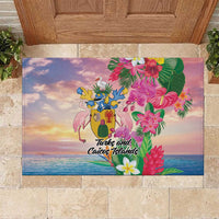 Turks And Caicos Islands Rubber Doormat Flamingos Tropical Beauty Beach