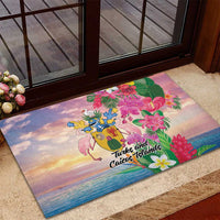 Turks And Caicos Islands Rubber Doormat Flamingos Tropical Beauty Beach
