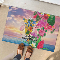 Turks And Caicos Islands Rubber Doormat Flamingos Tropical Beauty Beach