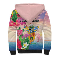 Turks And Caicos Islands Sherpa Hoodie Flamingos Tropical Beauty Beach