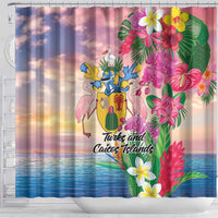 Turks And Caicos Islands Shower Curtain Flamingos Tropical Beauty Beach