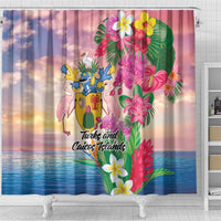 Turks And Caicos Islands Shower Curtain Flamingos Tropical Beauty Beach