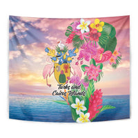 Turks And Caicos Islands Tapestry Flamingos Tropical Beauty Beach