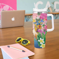 Turks And Caicos Islands Tumbler With Handle Flamingos Tropical Beauty Beach