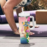 Turks And Caicos Islands Tumbler With Handle Flamingos Tropical Beauty Beach