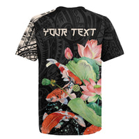 Personalized Japanese Koi Fish Rugby Jersey with Polynesian Pattern - Wonder Print Shop